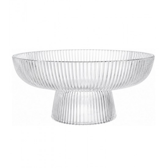 Centro De mesa 30cm com Pé de Vidro Graffiato Transparente